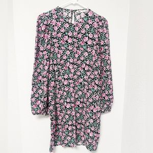 Zara Rose Printed Balloon Sleeve Flowy Mini Dress